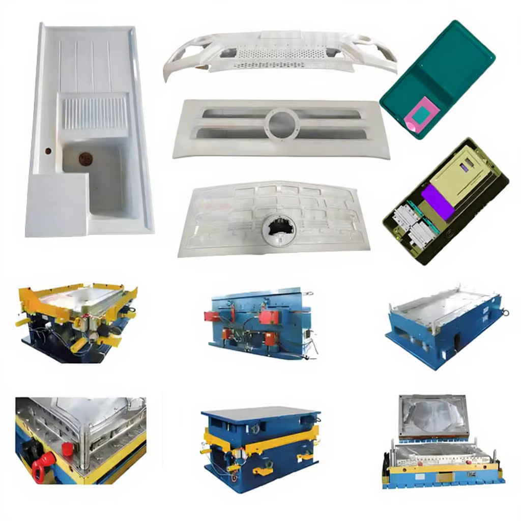 SMC Compression Mold — Upper and Lower Mold Halves with Shear Edge Design